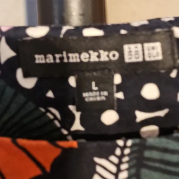 Marimekko x Uniqlo Floral Dress L Nordic Print Cotton A-Line Shift Retro Mod - Picture 4 of 6